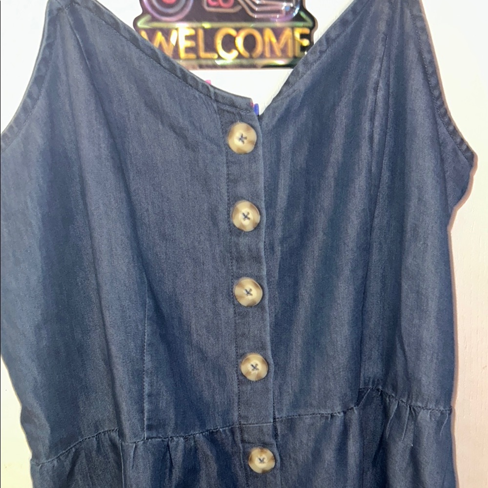 Vintage Denim Style Button-Down Women's Dress - Picture 6 of 10